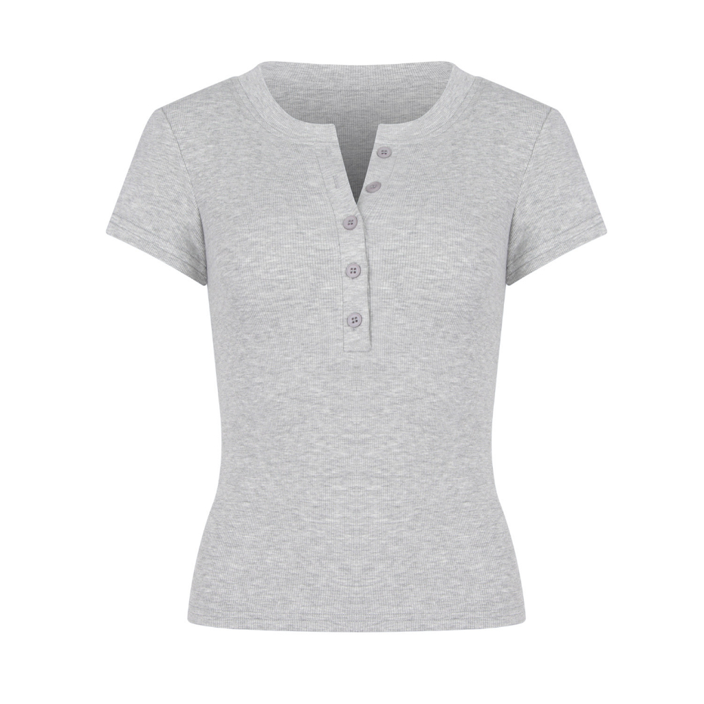 Áo Thun Ôm Body Nữ Phối Cúc Cotton Co Giãn – Áo Baby Tee Basic Dáng Ôm | ZynD Clothing -DC- M677