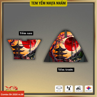 Combo trước sau tem dán yếm nhựa nhám xe Sh mode 2020-2025 mẫu phong cảnh Nhật cổ