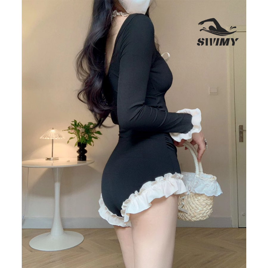 Bikini Đồ Bơi 1 Mảnh Dài Tay Cao Cấp SWIMY Bodysuit Váy Đi Biển Nữ Kín Đáo