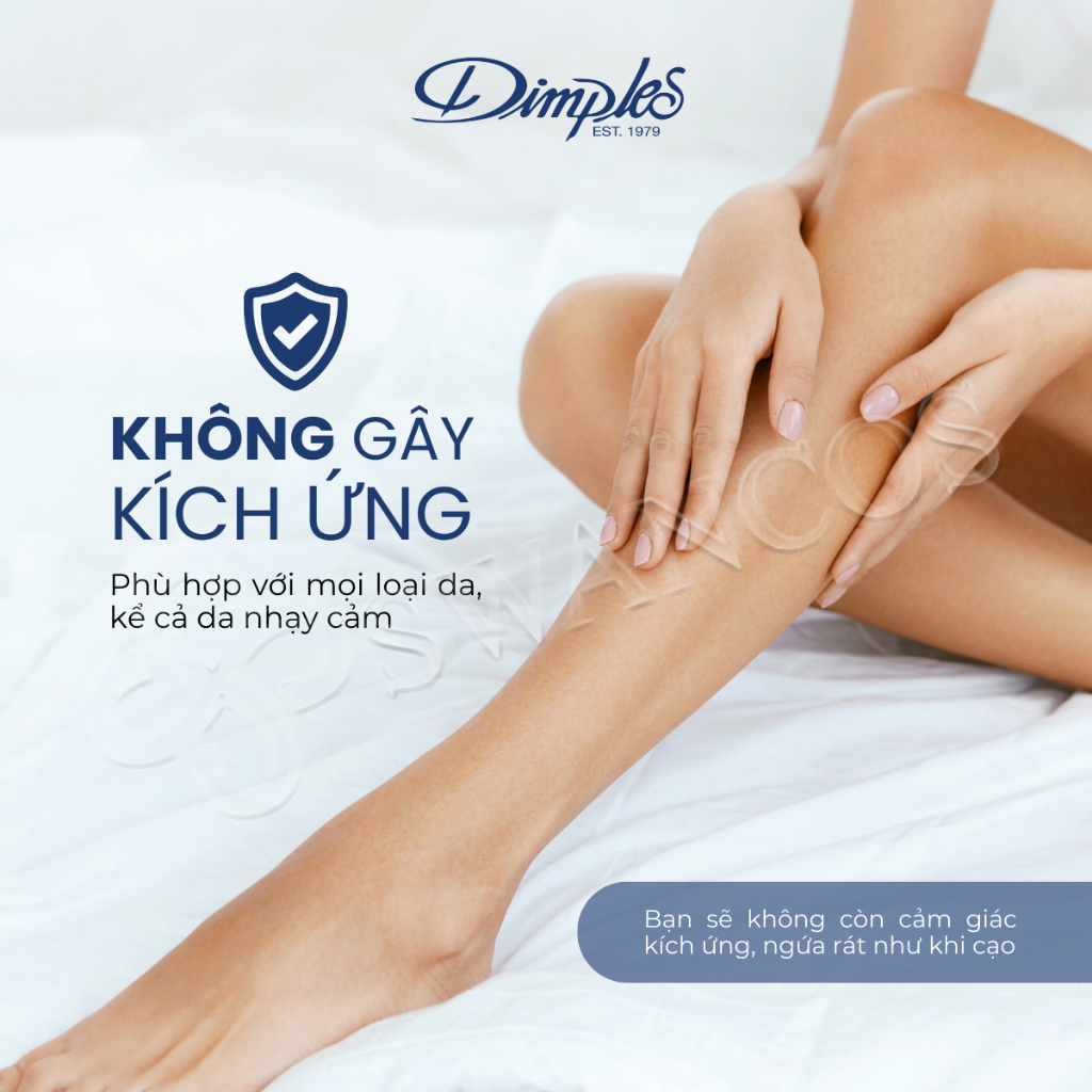 Kem Tẩy Lông Châu Âu DIMPLES Hương Hoa Hồng Dành Cho Chân, Tay, Nách, An Toàn Và Hiệu Quả