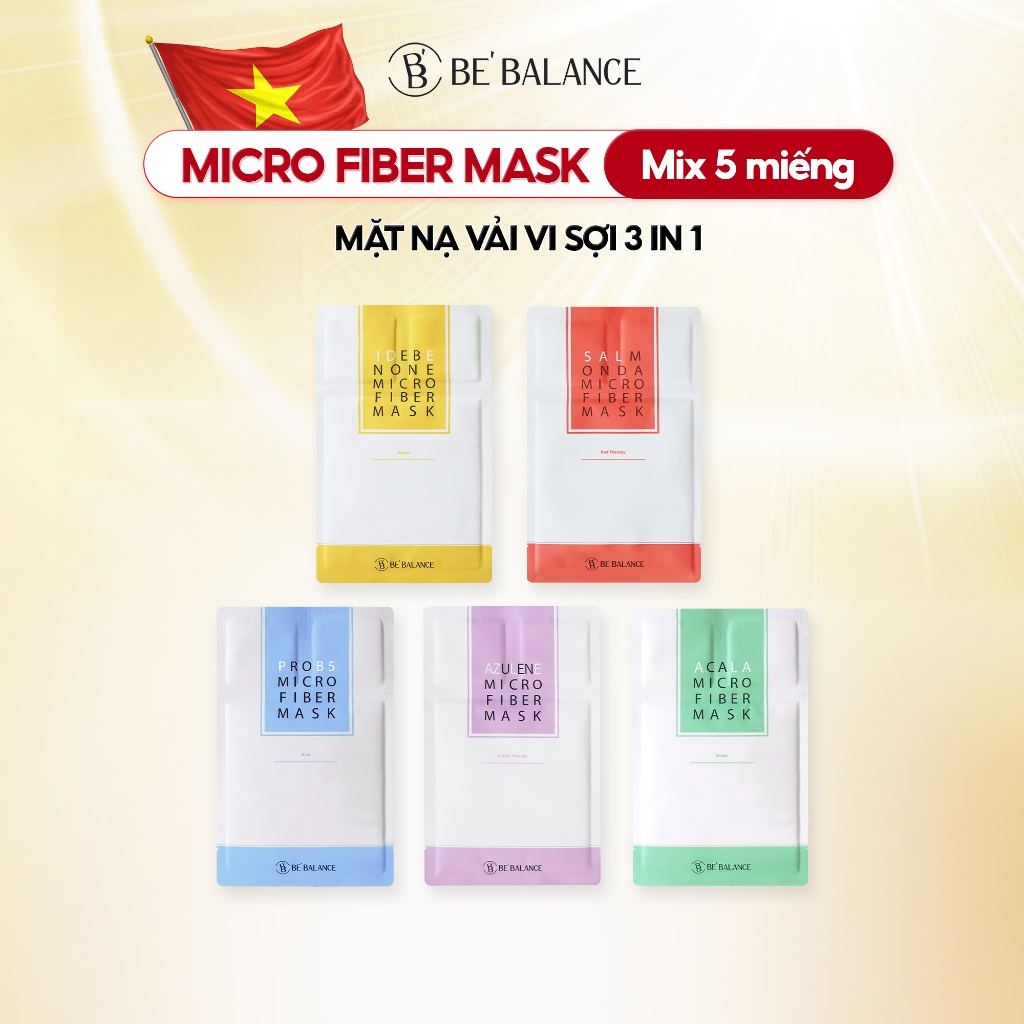 Ảnh Combo Mix 5 Miếng Mặt Nạ Vải Vi Sợi Be'Balance MICRO FIBER MASK 3in1 giúp Làm Đẹp Da 1