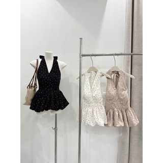 Áo yếm họa tiết chấm bi dáng bí hở lưng chun sau LAVIAN A54