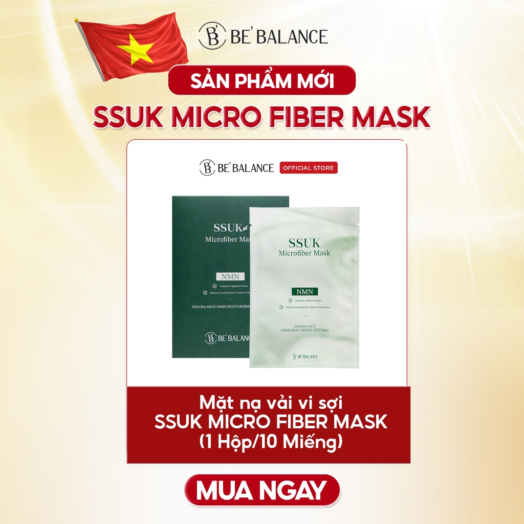 Ảnh Mặt Nạ Vải Vi Sợi Be'Balance SSUK MICRO FIBER MASK Chiết Xuất 4 Loại Ngải Cứu kết hợp NMN và Cà Chua Xanh 1 Hộp 10 Miếng 1
