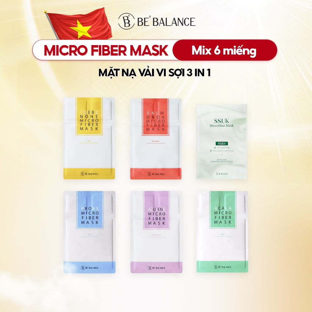 Ảnh Combo Mix 6 Miếng Mặt Nạ Vải Vi Sợi Be'Balance MICRO FIBER MASK giúp Làm Đẹp Da 1