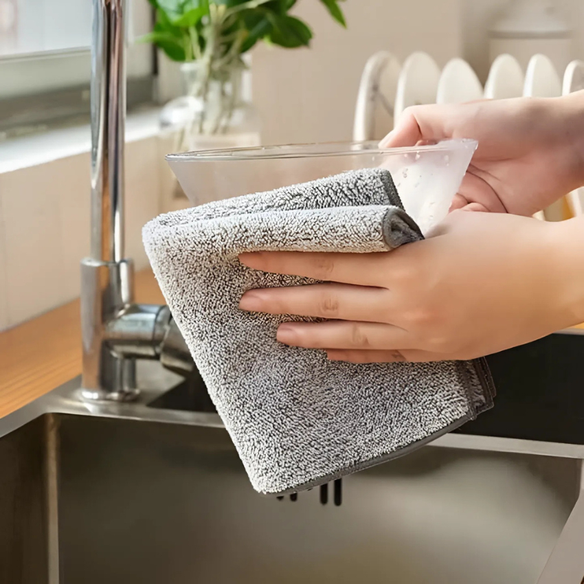 Combo 3 Khăn lau bếp đa năng sợi than tre 20x20cm siêu thấm hút kháng khuẩn không dính dầu
