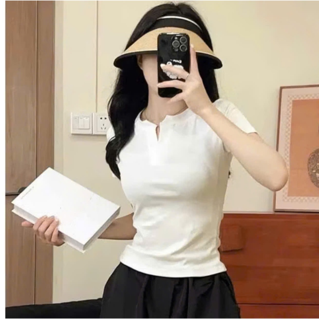 Áo thun ôm body cotton cổ V trụ tàu TAM A56