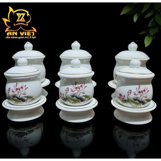 Chung Nước Đại Bi - Chung Đựng Muối Gạo Nước Hoa Sen Thờ Cúng - Nội Thất An Việt - HS
