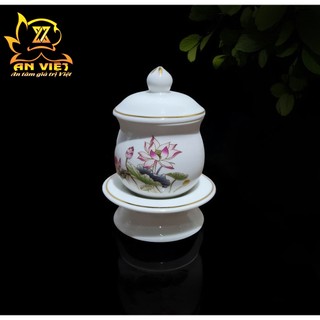Chung Nước Đại Bi - Chung Đựng Muối Gạo Nước Hoa Sen Thờ Cúng - Nội Thất An Việt - HS