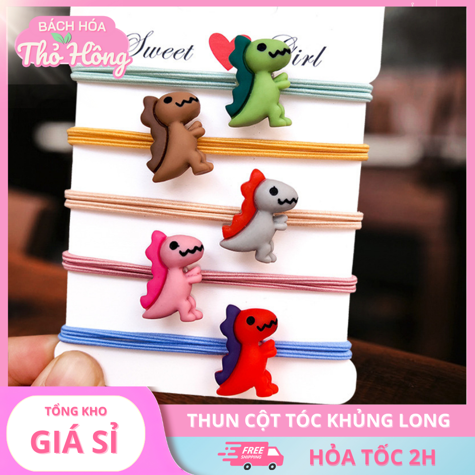 3 Thun Buộc Tóc Cột Tóc Khủng Long Xinh
