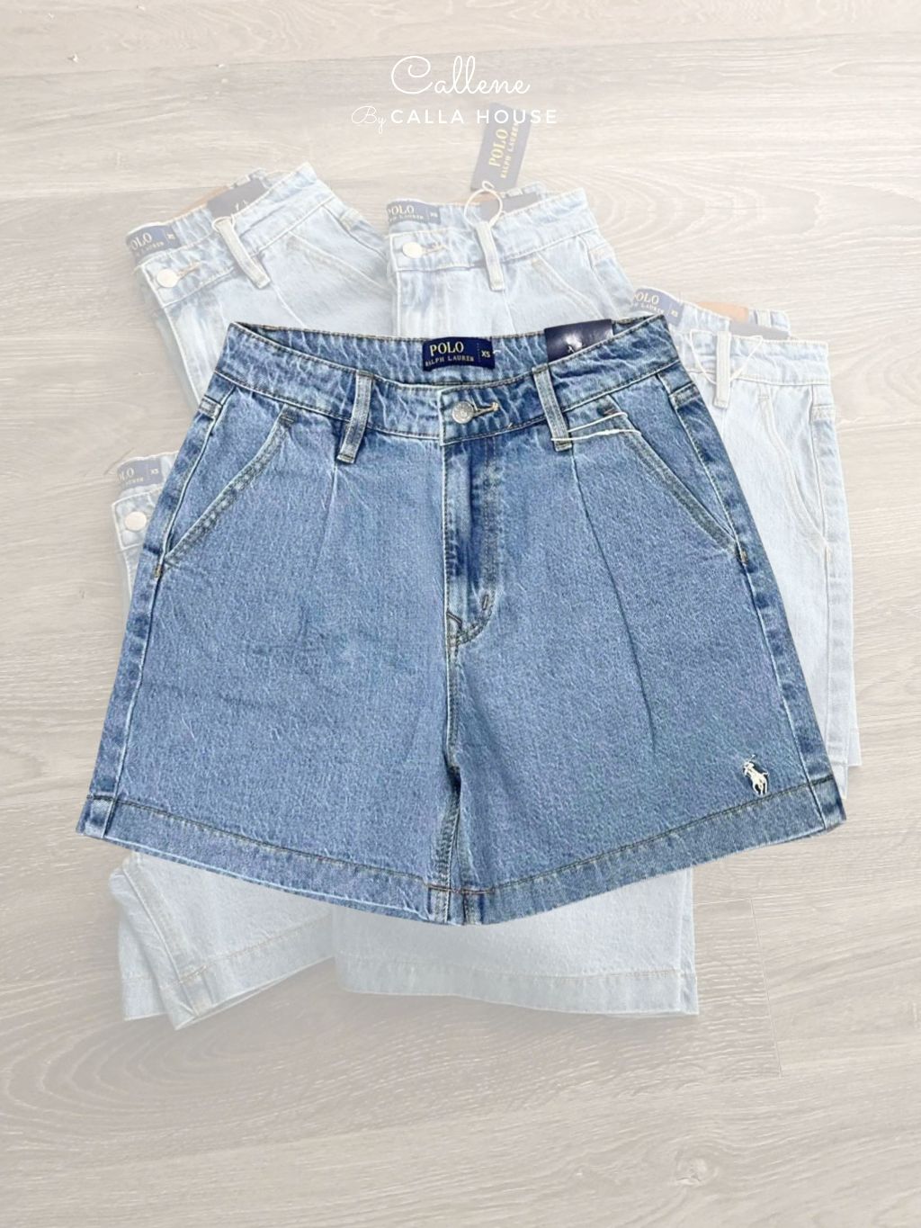 Ảnh Quần short jean lưng cao màu nhạt thêu hình thời trang trẻ trung Callene (L2703) 3