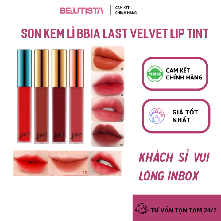 Son Kem BBIA Last Velvet Lip Tint 5g, Son Bbia 25 Mịn Lì, Lâu Trôi Đủ Màu, Beautista