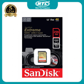 Thẻ nhớ Máy Ảnh SDXC SanDisk Extreme 256GB V30 UHS-I U3 4K đọc 180MB/s ghi 130MB/s (Vàng)