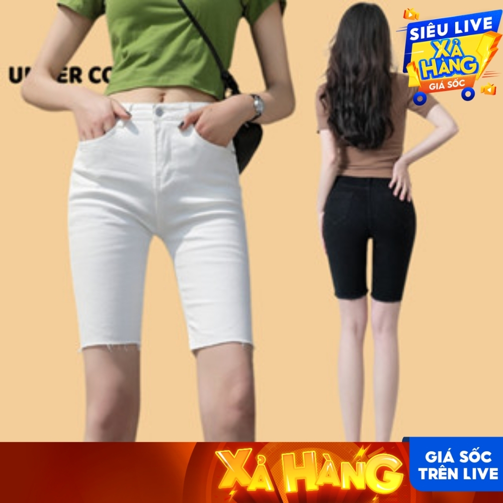 Quần ngố jean trơn nữ UNDERCOOL phong cách hàn quốc đơn giãn dễ phối đồ - bò giấy, lửng short nữ có 4 túi QS08