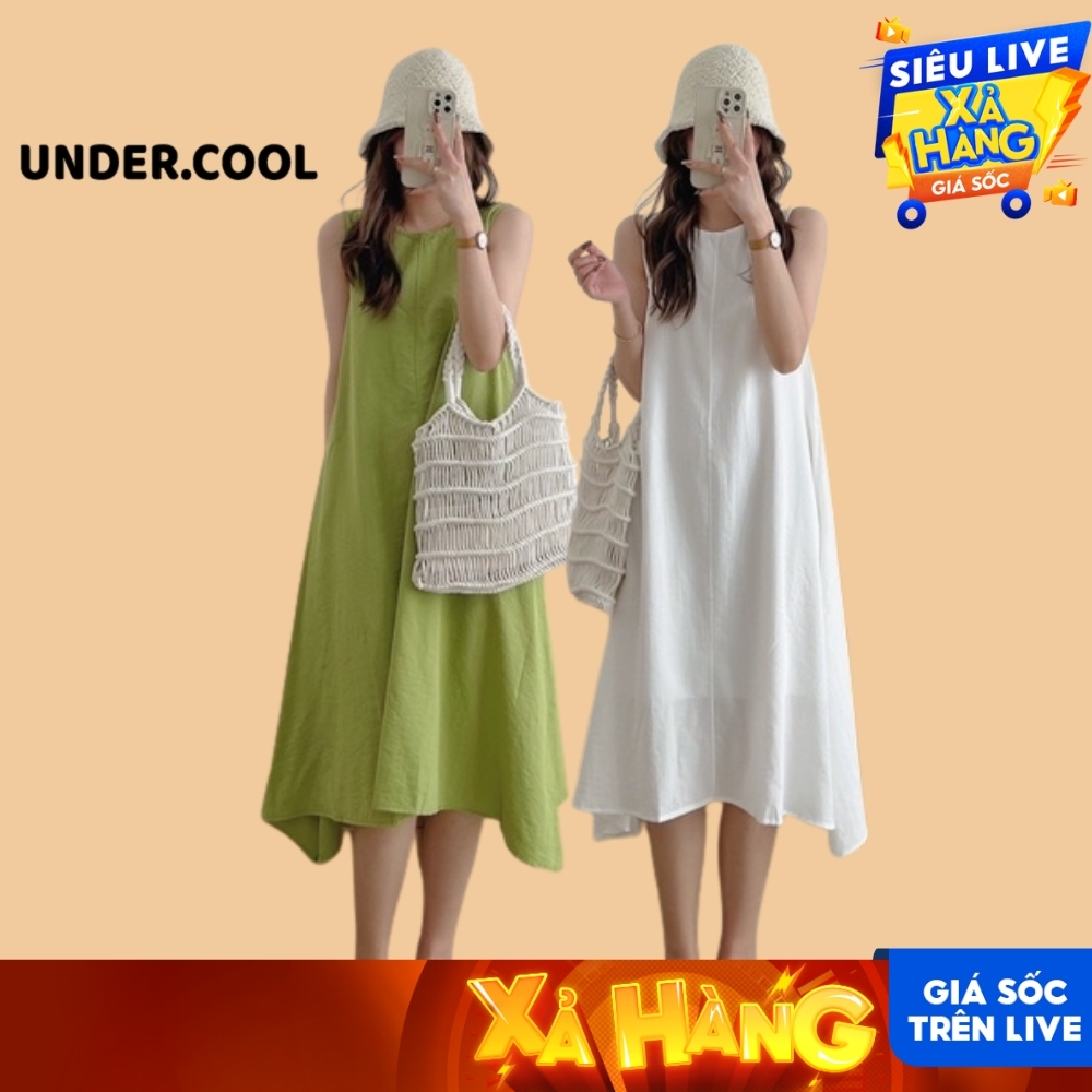 Váy nữ babydoll sát nách UNDERCOOL 2 dây màu trắng, Váy đi biển ulzzang kiểu hàn dễ thương VL04