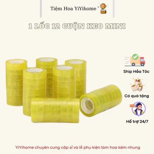 1 Lốc 12 Cuộn Băng Keo Trong Văn Phòng Loại Nhỏ Mini Diy Handmade YiYihome