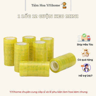 1 Lốc 12 Cuộn Băng Keo Trong Văn Phòng Loại Nhỏ Mini Diy Handmade YiYihome