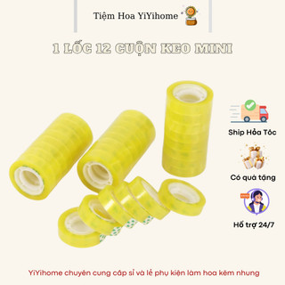 1 Lốc 12 Cuộn Băng Keo Trong Văn Phòng Loại Nhỏ Mini Diy Handmade YiYihome