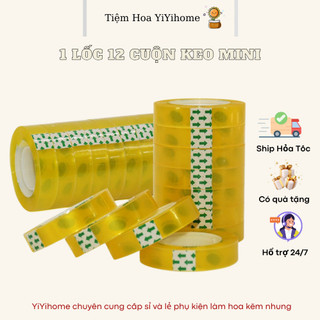 1 Lốc 12 Cuộn Băng Keo Trong Văn Phòng Loại Nhỏ Mini Diy Handmade YiYihome