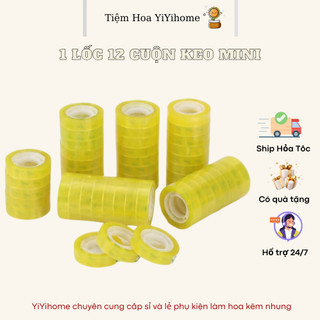 1 Lốc 12 Cuộn Băng Keo Trong Văn Phòng Loại Nhỏ Mini Diy Handmade YiYihome