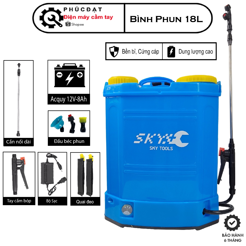 Bình phun thuốc,bình xịt thuốc trừ sâu mã 18L sạc điện chính hãng SKY, Bình Xịt phun thuốc khử trùng, phun thuốc trừ sâu