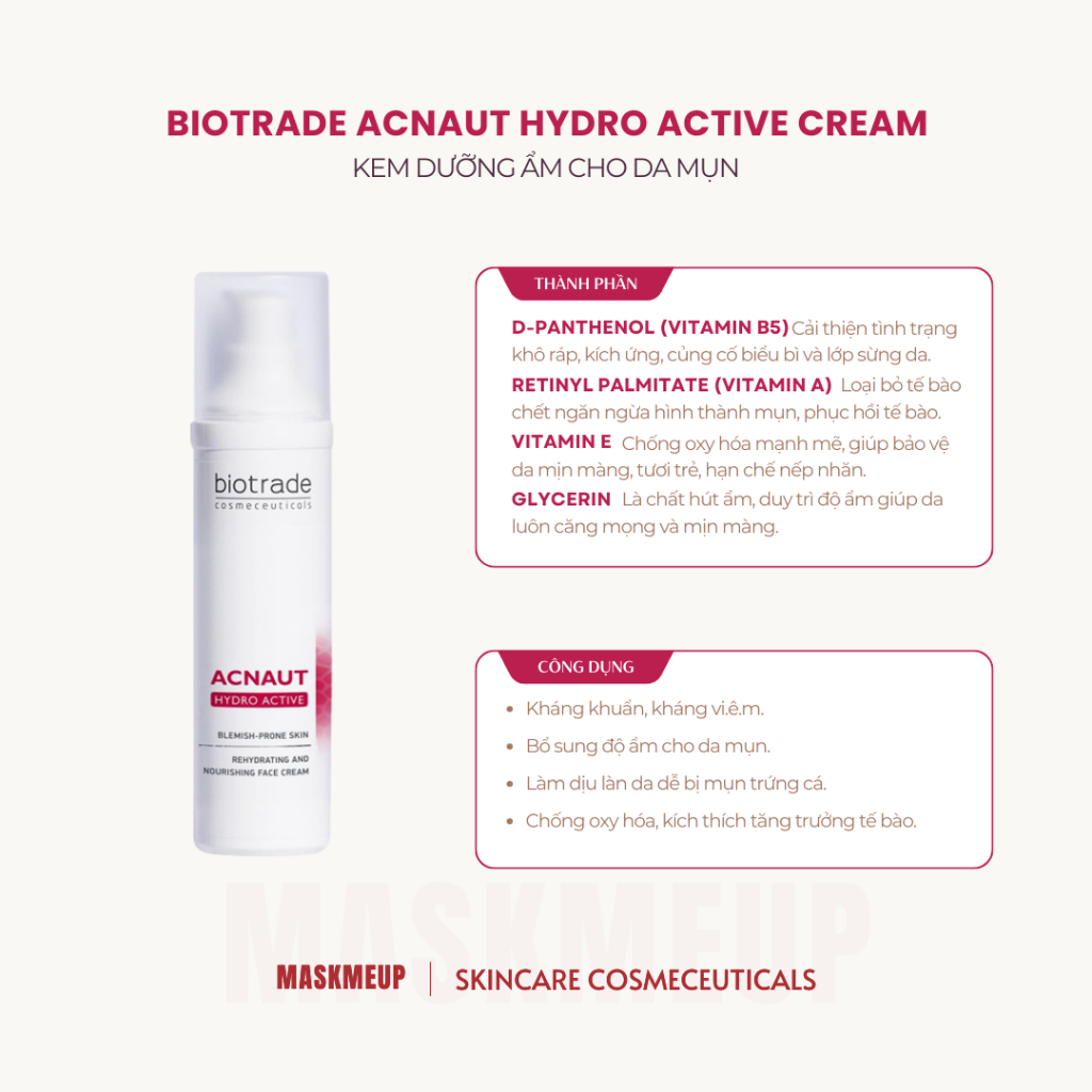 Kem dưỡng ẩm Biotrade Acnaut Hydro Active Cream cho da dầu mụn,nhạy cảm ...