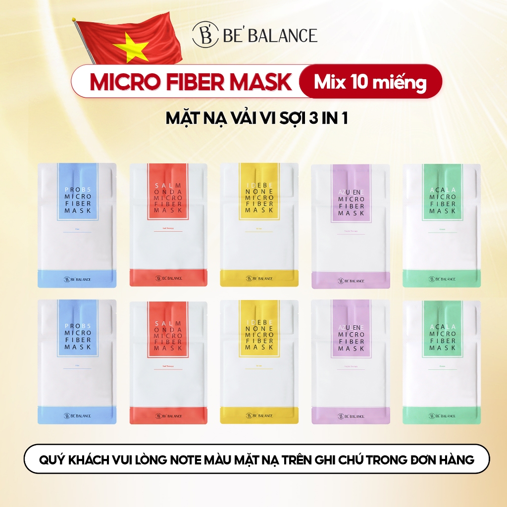 Ảnh Combo Mix 10 Miếng Mặt Nạ Vải Vi Sợi Be'Balance MICRO FIBER MASK 3in1 giúp Làm Đẹp Da 1