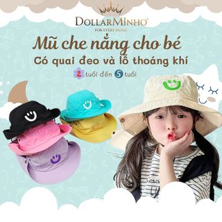 Mũ Che Nắng Cho Bé Có Quai Đeo Lỗ Thoáng Khí Phong Cách Hàn Quốc Cho Bé Từ 2 Đến 5 Tuổi