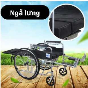 Xe lăn cho người già,xe lăn đa năng có bô,có thể ngả thành giường, có đệm kê đầu và gấp gọn
