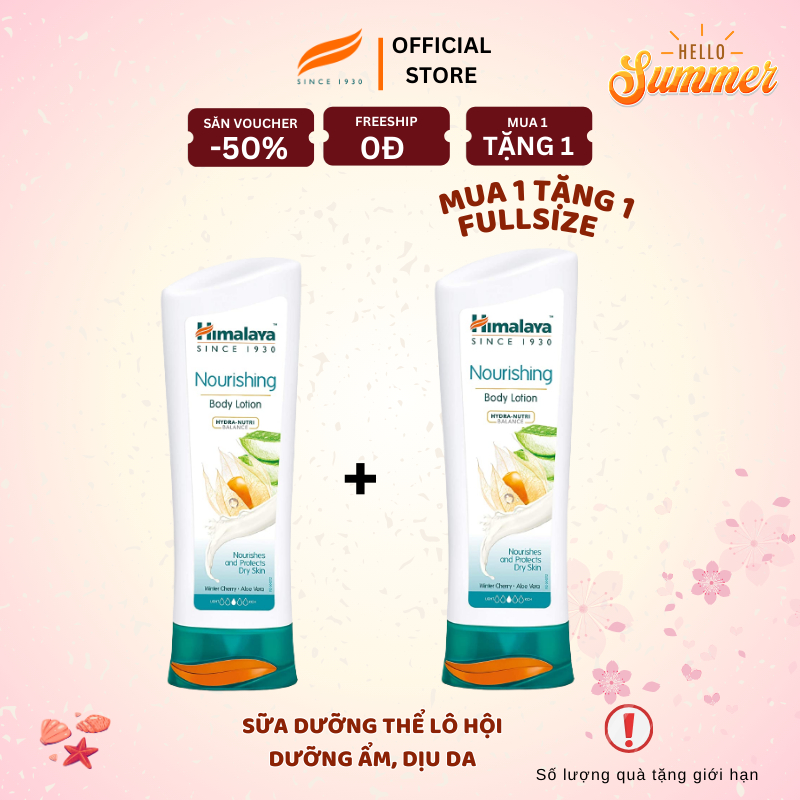 Ảnh MUA 1 TĂNG 1 [HSD: 30.6.2025] Sữa dưỡng thể cấp ẩm sâu, phục hồi da Himalaya Nourishing Body Lotion 200ml 1