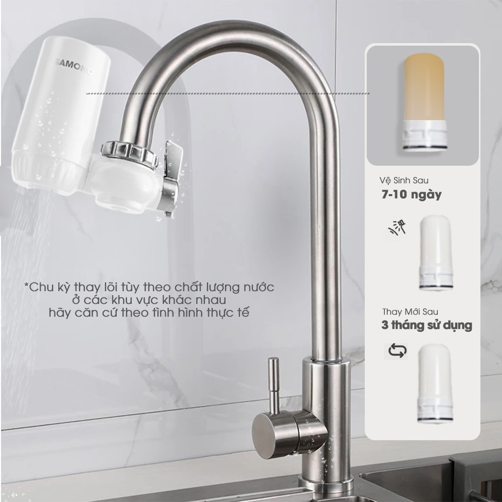 Ảnh Bộ lọc nước tại vòi Samono WPW11, 5 lớp lọc, ABS cao cấp hạt nguyên tử gốm và than hoạt tính đảm bảo sức khỏe 3