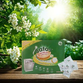 Viên rửa bát Satos sinh học cho máy rửa chén bát siêu sạch tiện lợi hộp 40 viên