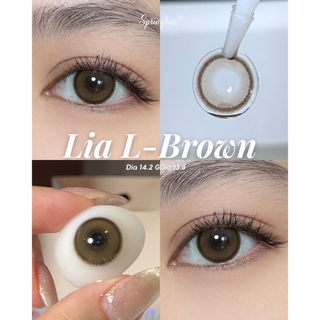 Kính áp tròng LIA LIGHT BROWN nâu trà vàng (Julia) hiệu ứng phớt nhẹ 1 tháng | Spring Lens