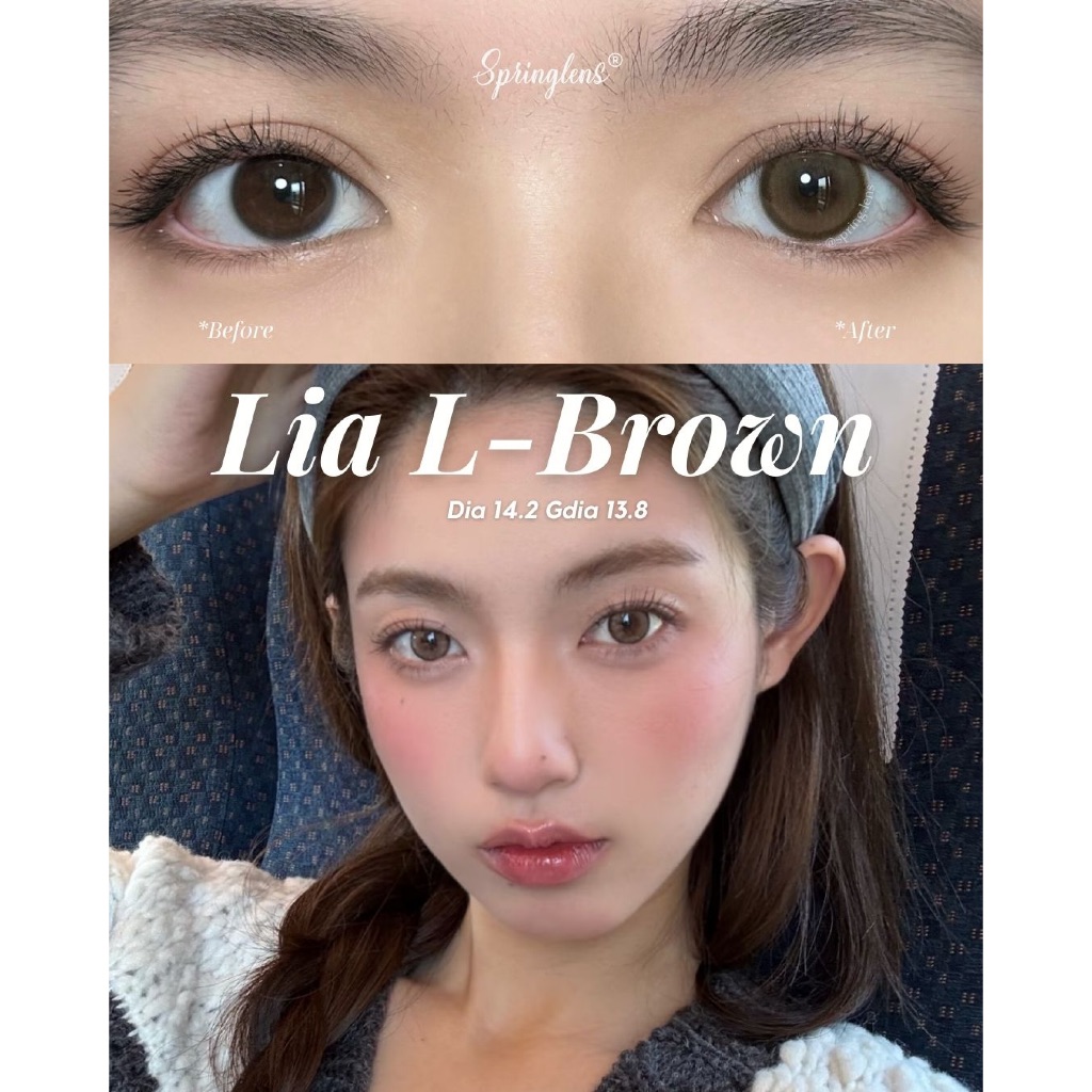 Kính áp tròng LIA LIGHT BROWN nâu trà vàng (Julia) hiệu ứng phớt nhẹ 1 tháng | Spring Lens