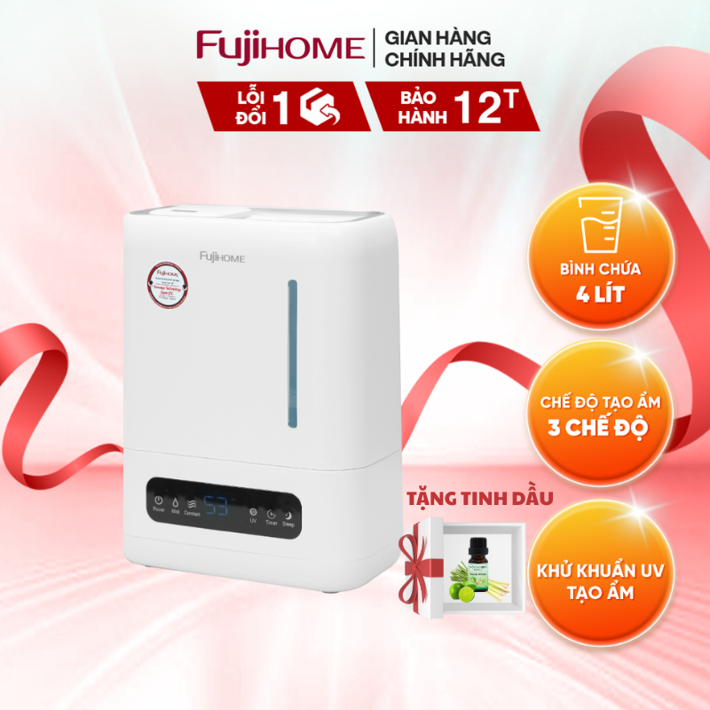 Ảnh Máy Phun Sương Tạo Ẩm Xông Tinh Dầu Fujihome HM04EUV Đầu Phun Xoay 360 Độ, Cảm Ứng, Màn LED Hiển Thị 1
