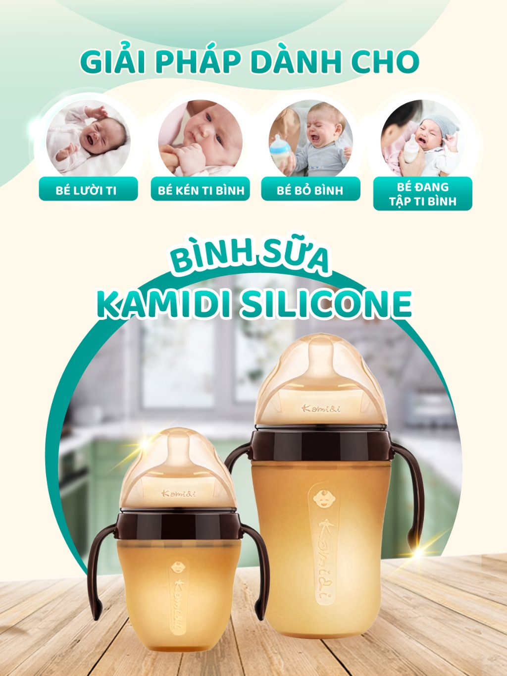 Ảnh Bình Sữa Kamidi Chất Liệu Silicon An Toàn Cho Bé Sơ Sinh Chống Sặc Và Đầy Hơi Hiệu Quả Bé Ti Được Mọi Tư Thế 2