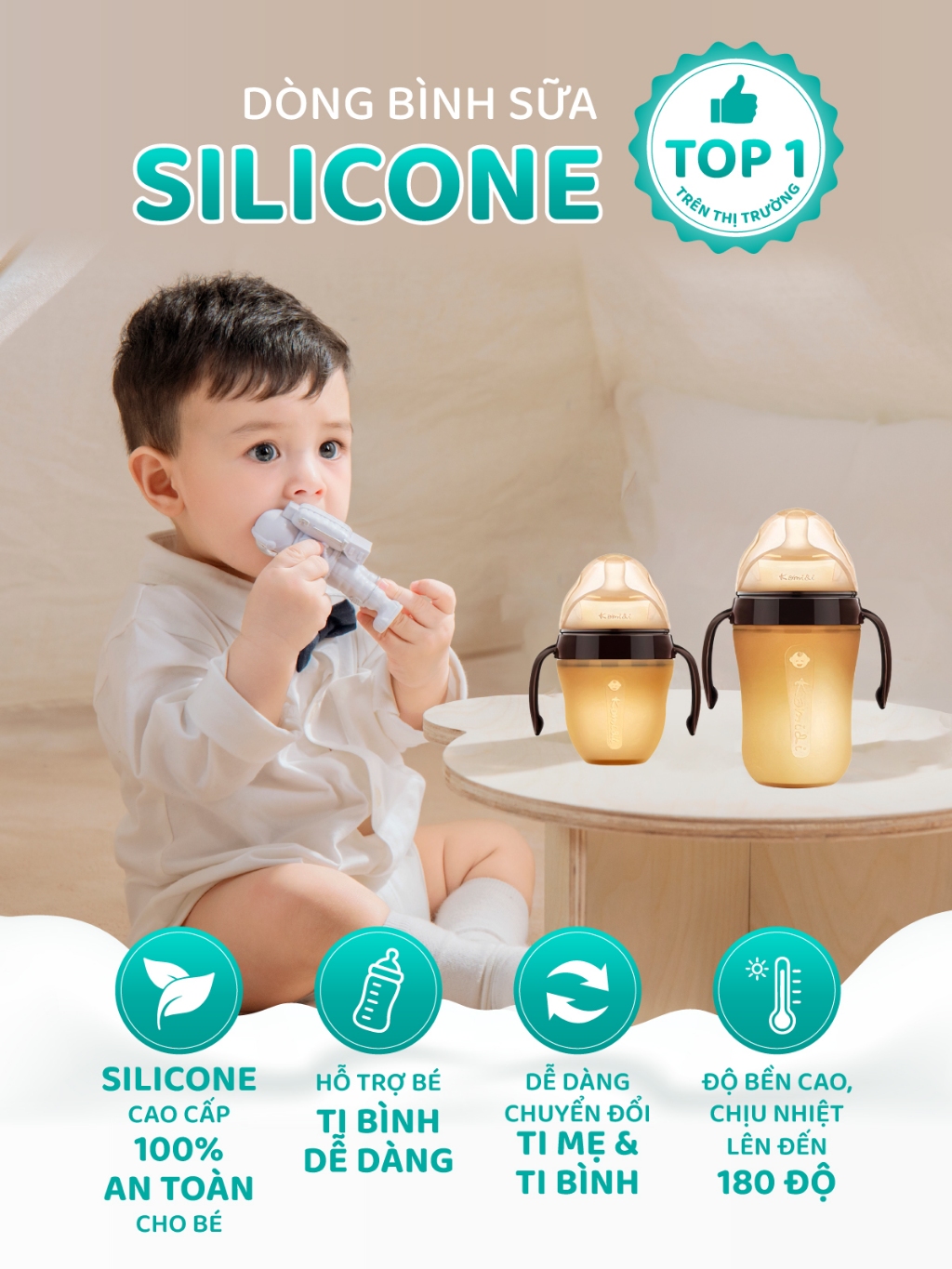 Ảnh Bình Sữa Kamidi Chất Liệu Silicon An Toàn Cho Bé Sơ Sinh Chống Sặc Và Đầy Hơi Hiệu Quả Bé Ti Được Mọi Tư Thế 3