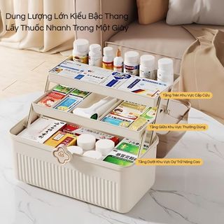 Hộp Đựng Thuốc Gia Đình Đa Năng PROKI Có Ngăn Kéo Gọn Gàng Chất Liệu Cao Cấp, Có Quai Xách, Tiện Lợi