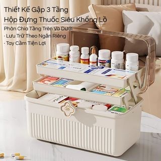 Hộp Đựng Thuốc Gia Đình Đa Năng PROKI Có Ngăn Kéo Gọn Gàng Chất Liệu Cao Cấp, Có Quai Xách, Tiện Lợi