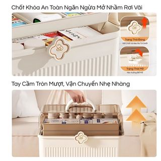 Hộp Đựng Thuốc Gia Đình Đa Năng PROKI Có Ngăn Kéo Gọn Gàng Chất Liệu Cao Cấp, Có Quai Xách, Tiện Lợi