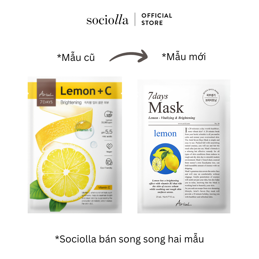 Ảnh Mặt Nạ Giảm Thâm & Dưỡng Sáng Da Chanh Vàng ARIUL 7 Days Mask Lemon C 23 ml 1