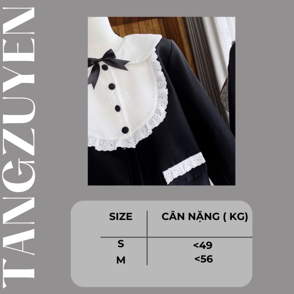 Set đồ nữ Áo dạ tweet tiểu thư đen phối cổ sơ mi trắng tiểu thư ren nữ tính sang trọng + Chân váy ngắn bèo có quần T828G
