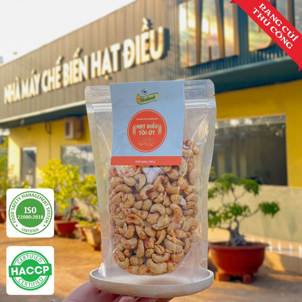 Hạt điều ớt Hải Bình Gia Lai Túi Zipper 500g - Hạt Điều Tỏi Ớt Rang Tay – Càng Ăn Càng Ghiền
