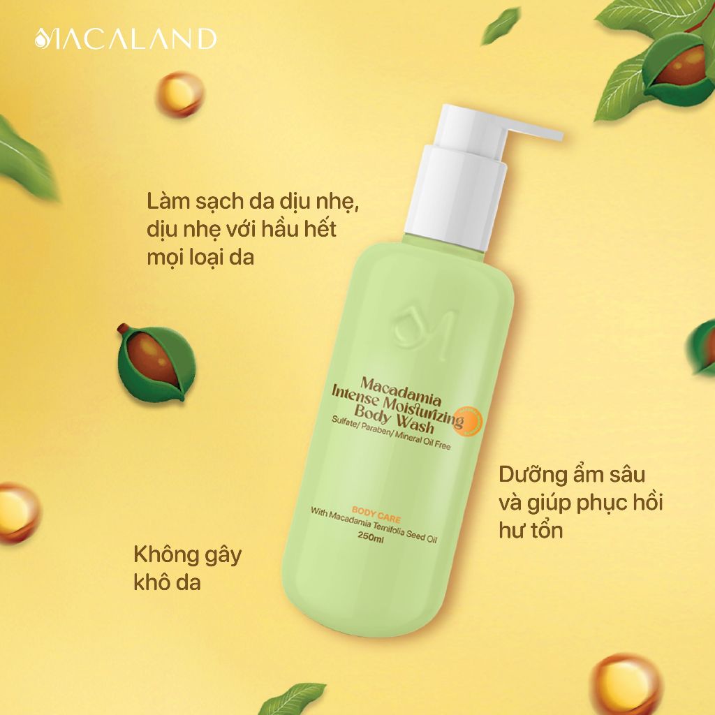 Ảnh Sữa Tắm Dưỡng Ẩm Mắc Ca MACALAND 250ml/500ml Không Sulfate, Cấp Ẩm, Dưỡng Da Sáng Mịn 4