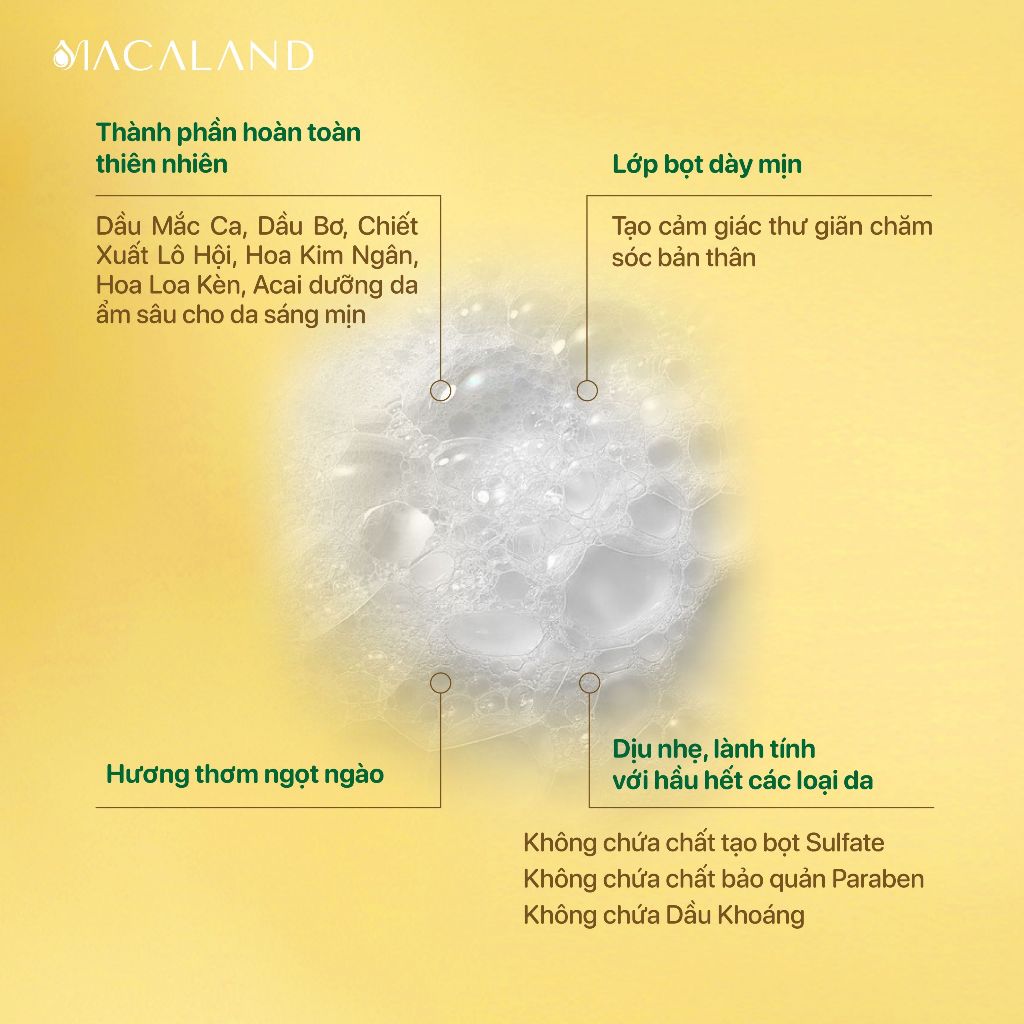 Ảnh Sữa Tắm Dưỡng Ẩm Mắc Ca MACALAND 250ml/500ml Không Sulfate, Cấp Ẩm, Dưỡng Da Sáng Mịn 3