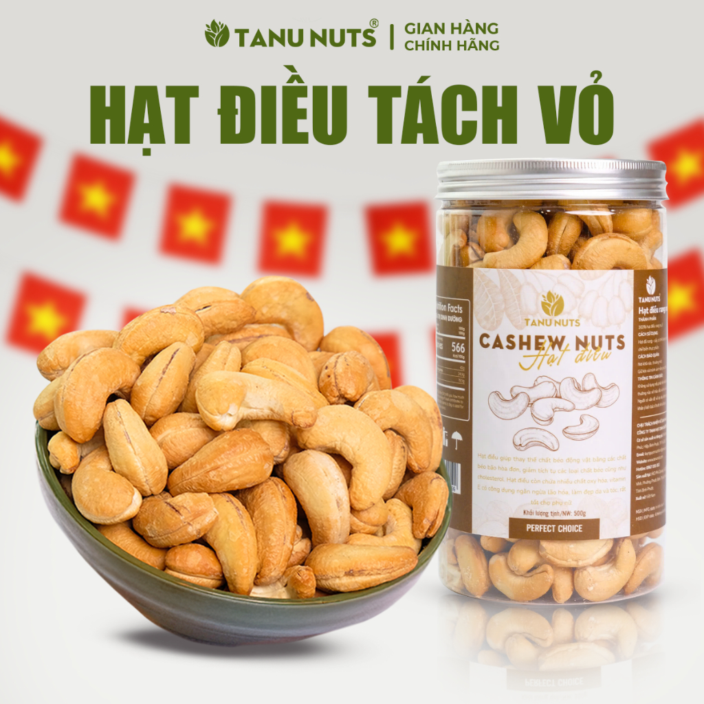 Hạt điều tách vỏ TANU NUTS 500g, nhân hạt điều điều rang muối tách vỏ ...