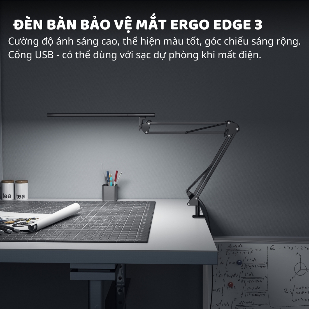Ảnh Đèn bàn học Led bảo vệ mắt Ergo Edge 3 DandiHome chống cận để làm việc, đọc sách cao cấp có thể kéo dài và gấp gọn 2