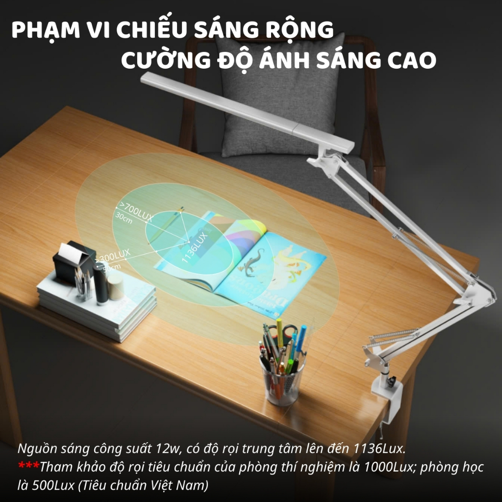 Ảnh Đèn bàn học Led bảo vệ mắt Ergo Edge 3 DandiHome chống cận để làm việc, đọc sách cao cấp có thể kéo dài và gấp gọn 4