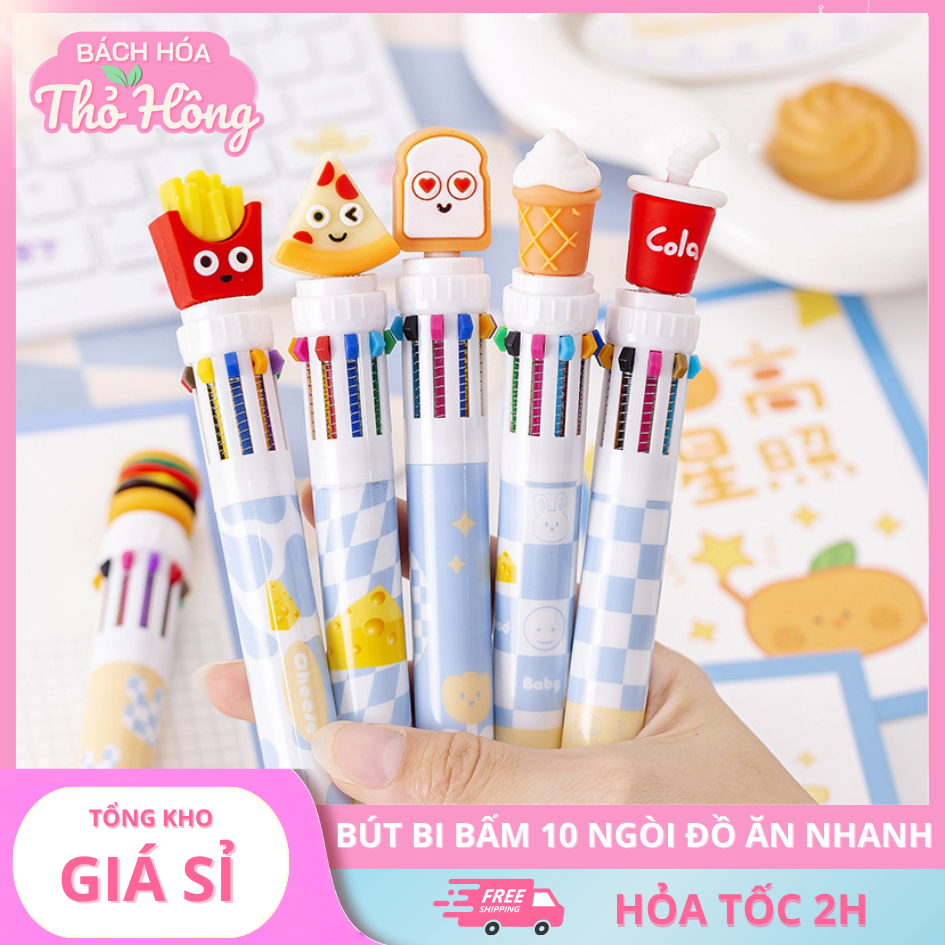 3 Bút Bi Bấm 10 Ngòi Đồ Ăn Nhanh