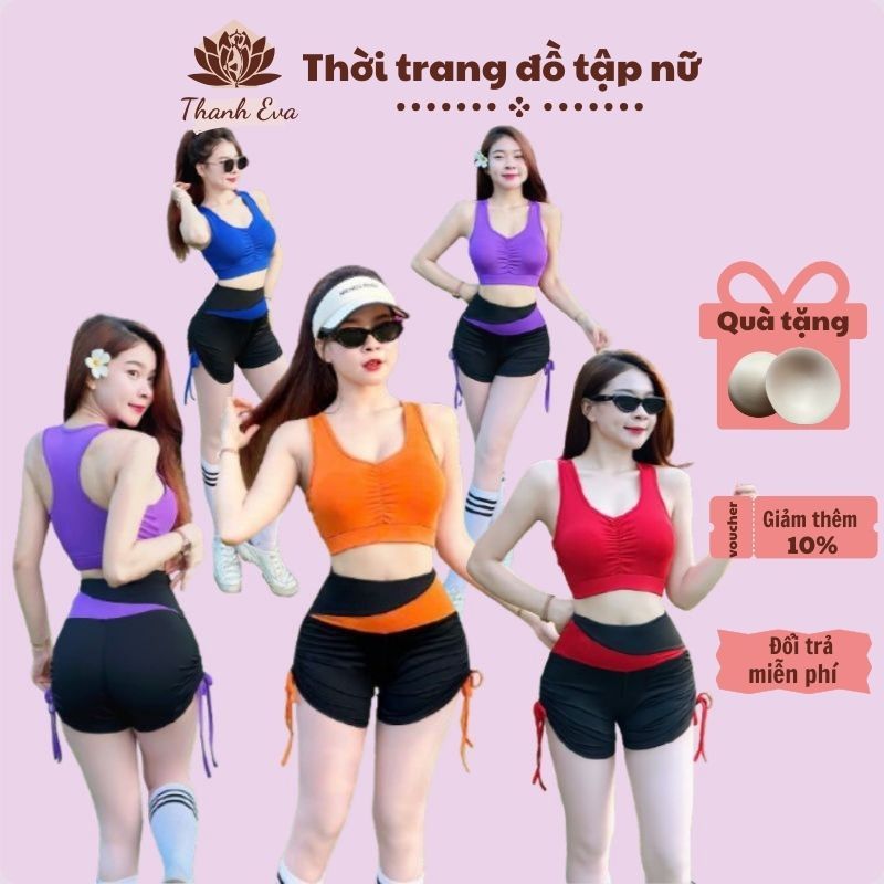 [Mẫu mới] Bộ thể thao tập gym , yoga, aerobic, đi bơi , tắm biển ...áo có đệm - quần rút siêu tôn dáng