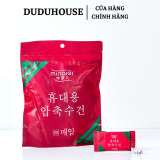 Gói 20 Khăn mặt nén dạng viên kẹo JYoohome du lịch dã ngoại, Khăn giấy nén rửa mặt tiện lơi
